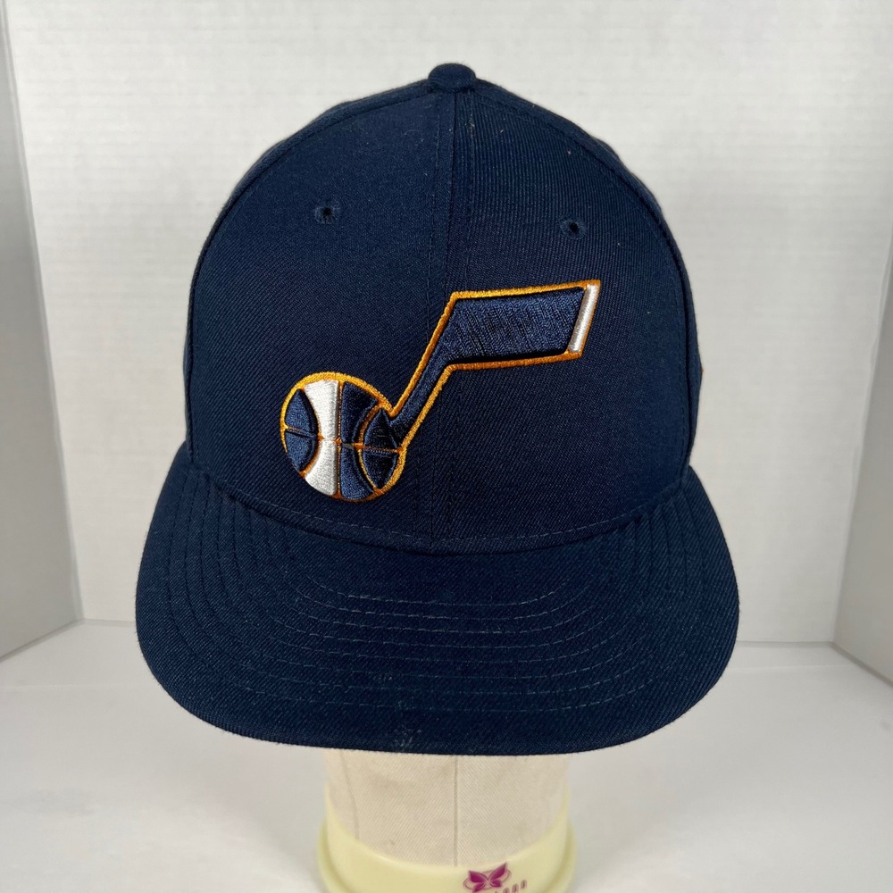 New Era 59FIFTY Utah Jazz Fitted Hat Navy Blue NBA Baseball Cap 7 1/8